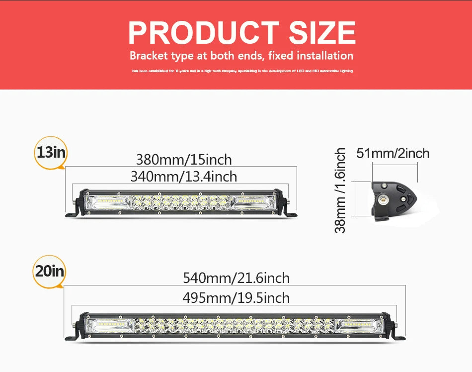 Tripcraft Ultra-Slim 120W 180W 240W 300W 4x4 led bar for Car Tractor UAZ Offroad 4WD ATV Truck Car accessories for vehicles