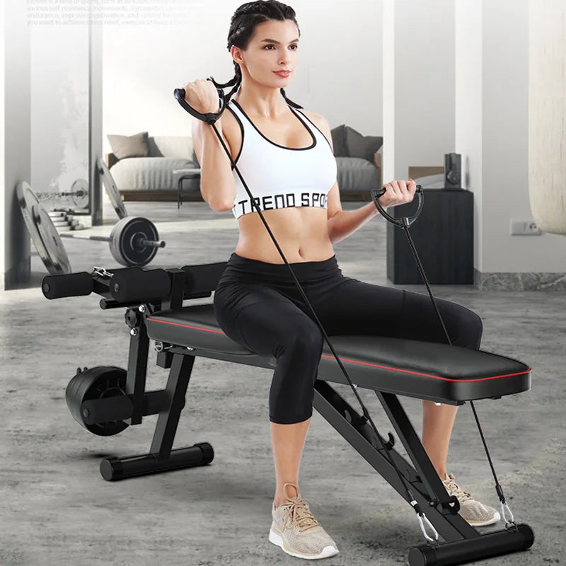 Gym Fitness Foldable Muscle Press Machine Supine Bench Dumbbell Board Sit-ups Rack Weight Lift Training Body Building Equipment