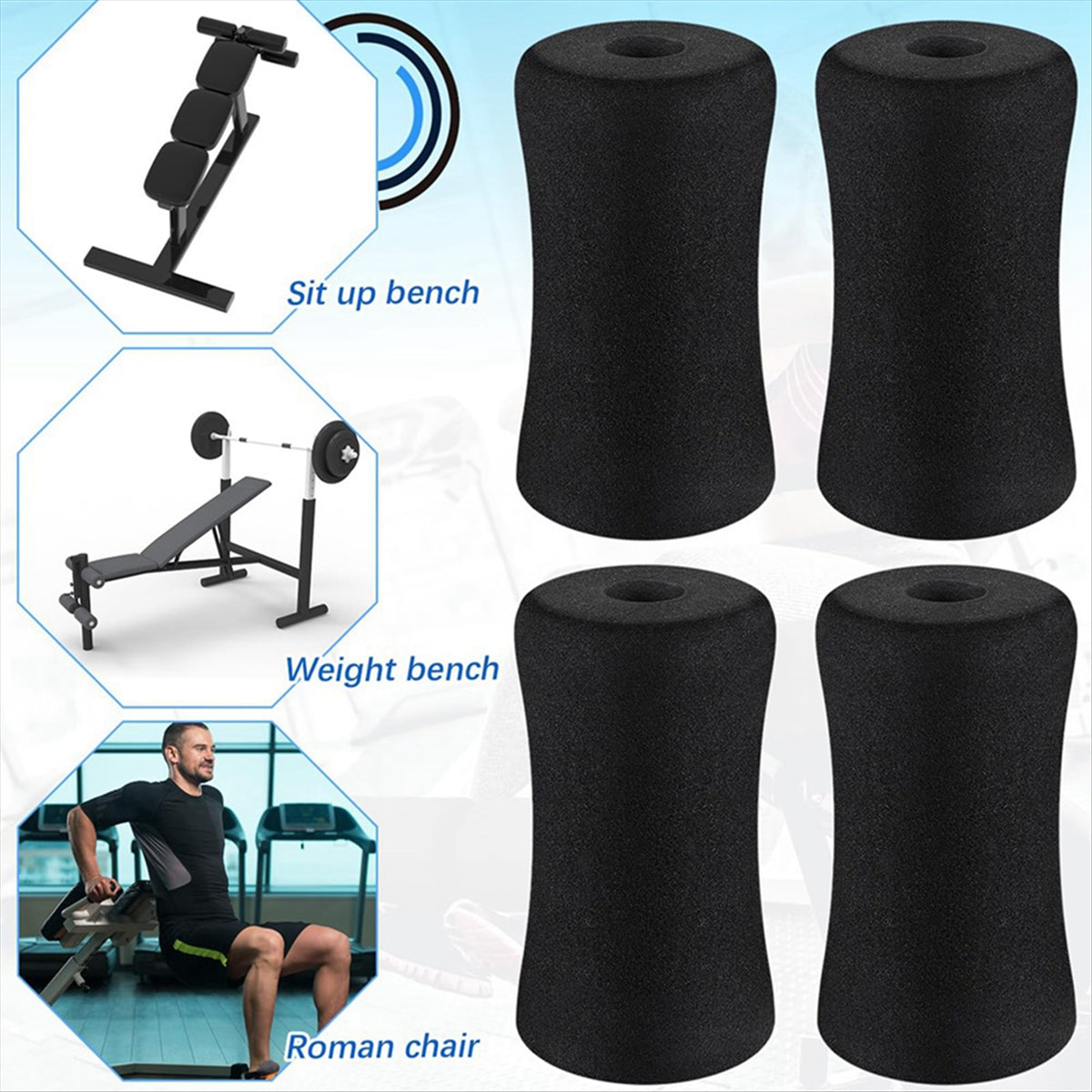 Foam Foot Pads Rollers Soft Buffer Tube Cover Machine Tube Leg Gym Replacement Parts for Home Exercise