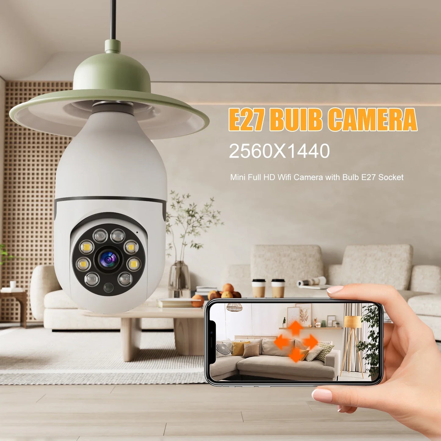 E27 Bulb Wifi Camera Full Color Night Vision House Surveillance Cameras Automatic Human Tracking 4X Zoom Indoor Security Monitor