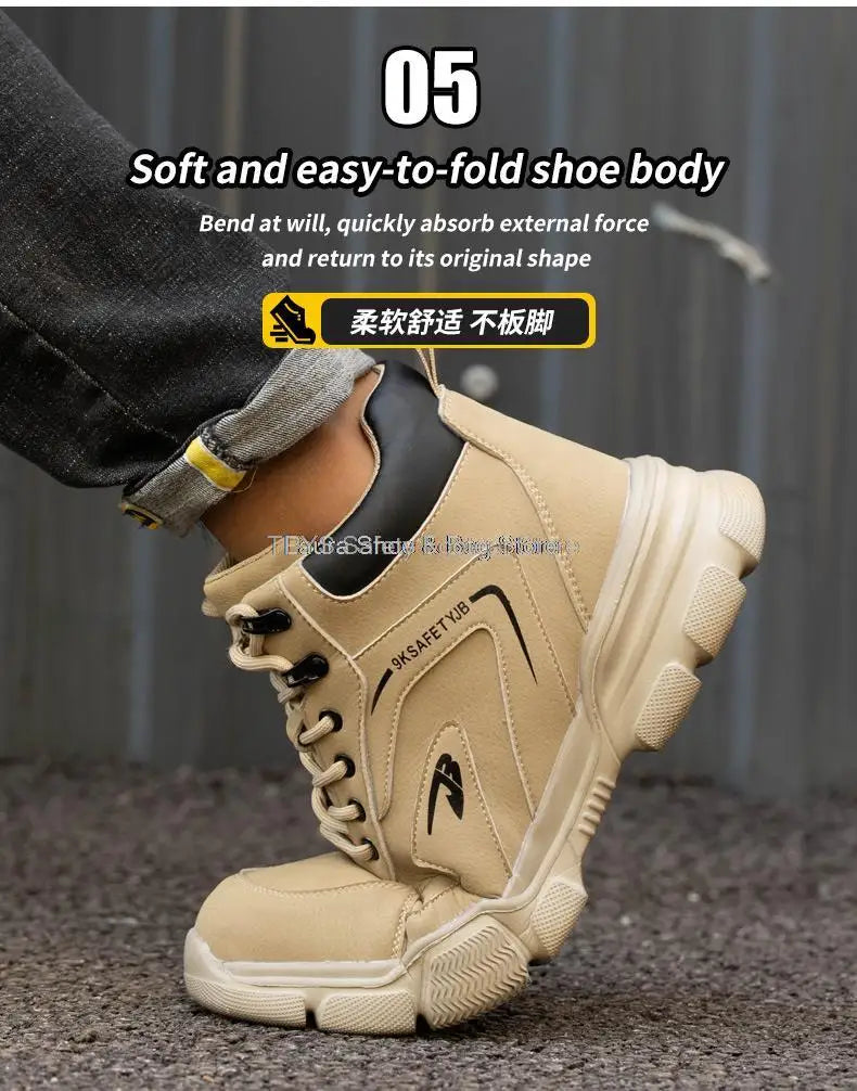 2023 New Men's Safety Shoes Winter Safety Boots Man Anti Smash Puncture Proof Safety Work Shoes Men Waterproof Warm Shoes Men