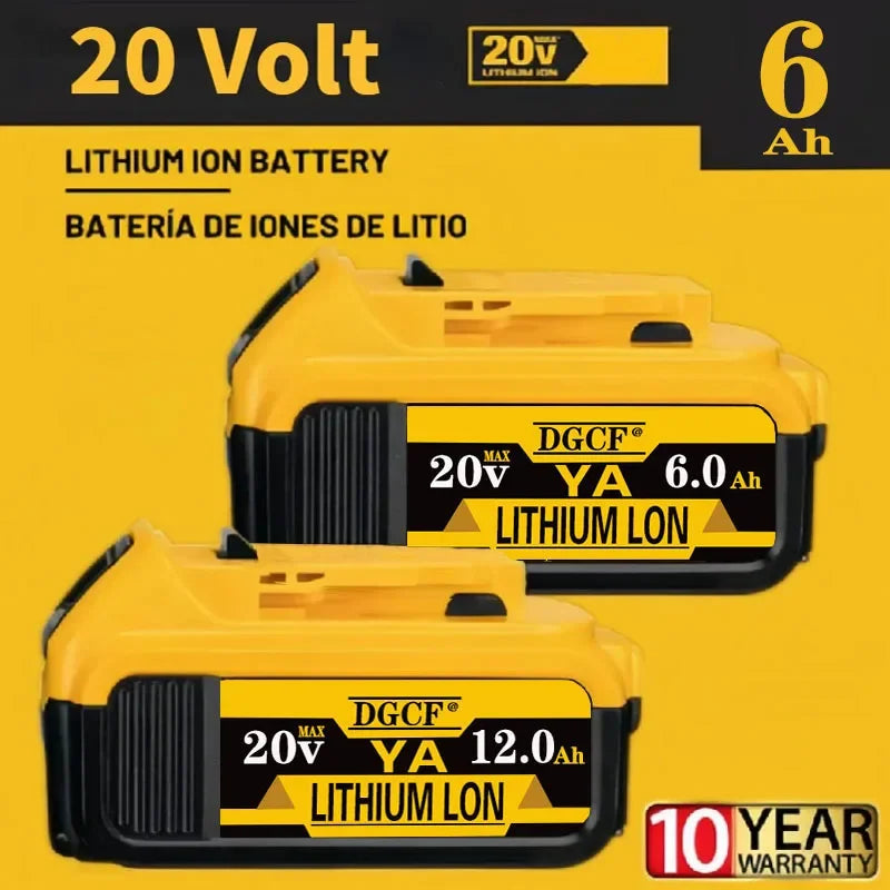 20V 6Ah MAX Lithium Battery Power Tool Replacement for DeWalt DCB184 DCB181 DCB182 DCB200 20V 6A 8A 12A 18V 20V Lithium Battery