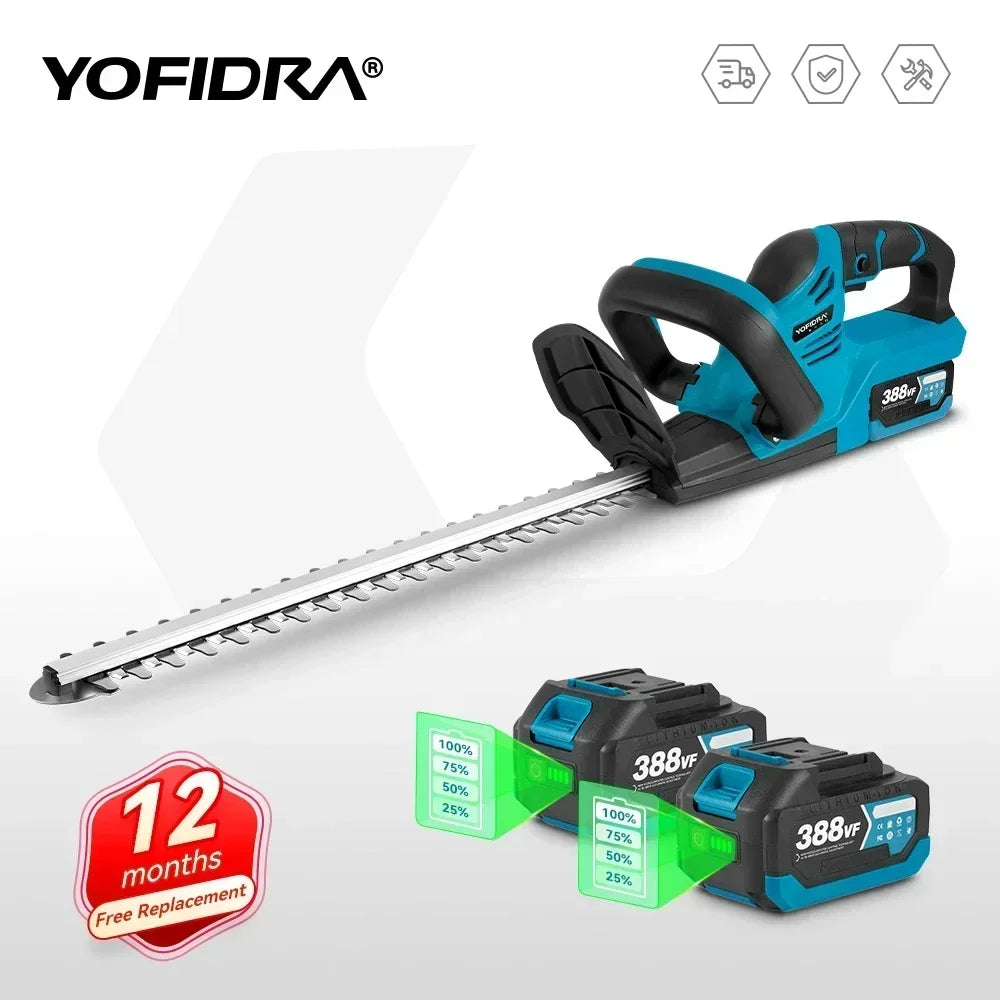 YOFIDRA 2000W Electric Hedge Trimmer 15000 RPM Lawn Mower Garden Landscaping Hedge Pruner Trimmer Tool For Makita 18V Battery