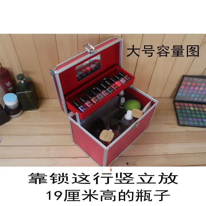 2023 Professional Makeup Bag Women Cosmetic Case Alloy Female Korean Make Up Organizers Box Large Capacity Jewelry Cosmetic Box