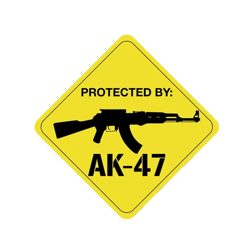 New Design Warning Safety Protection AK47 Gun PVC Decal Creative Car Decal Warning Decal Car Accessories, 13cm