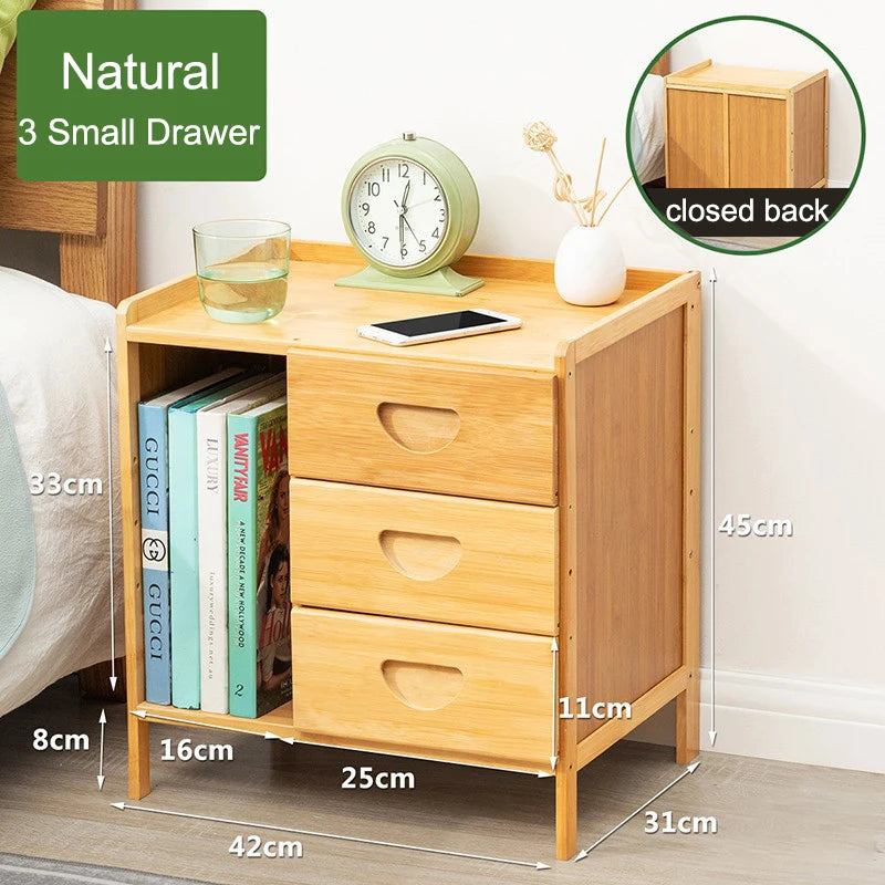 Bamboo Nightstands, Bedside Tables with Open Storage Compartments, Modern Side Table, Easy To Assemble End Table for Bedroom