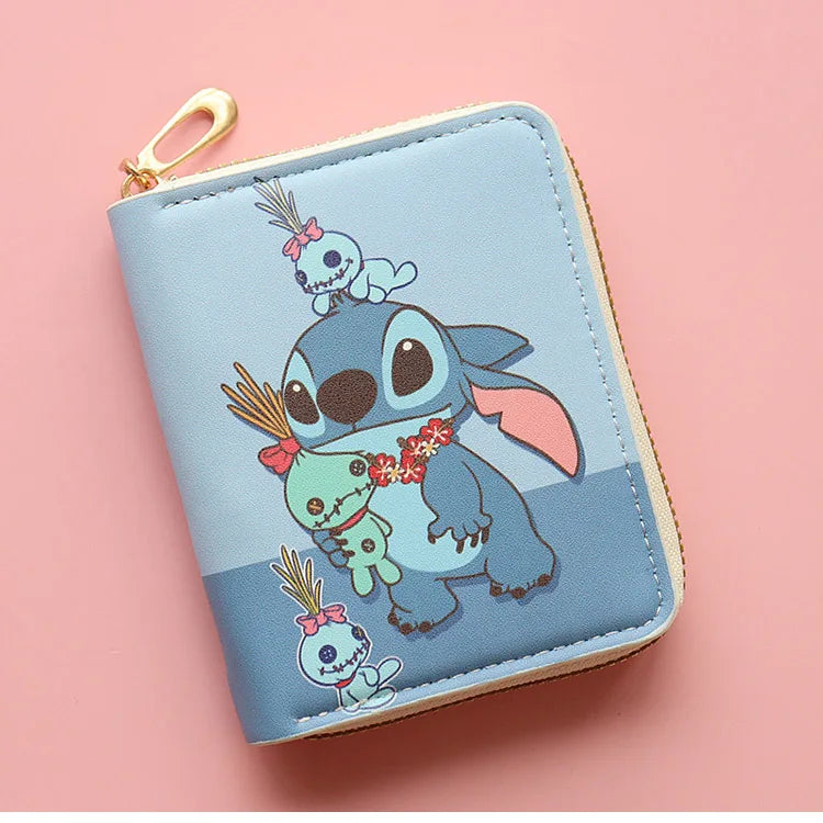 Disney Stitch Wallet Anime Movie Lilo & Stitch Short Zipper Wallet ID Card Bank Card Holder Kids Bag Coin Purse Birthday Gifts