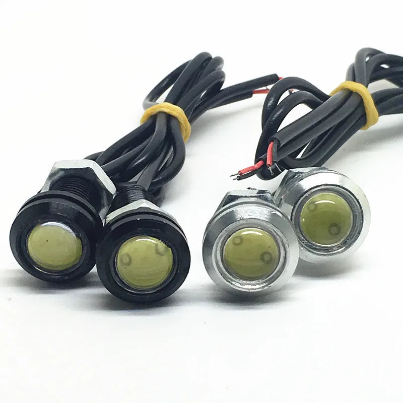 2pcs New 18MM Car Eagle Eye Silver Shell DRL Led Daytime Running Lights LED 12V Backup Reversing Parking Signal Automobiles Lamp