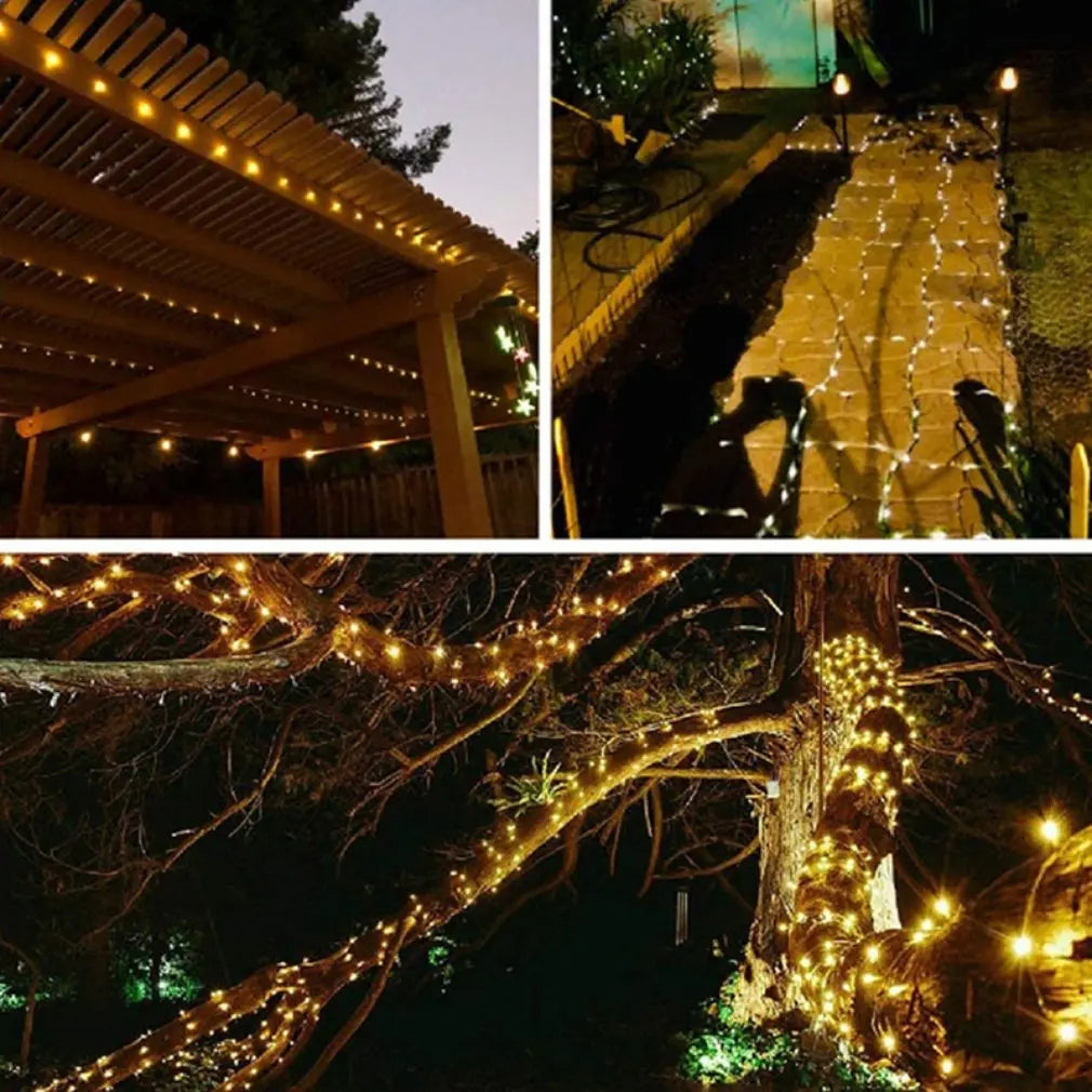 Extra-Long Solar String Lights Outdoor 2 Pack 100 LED Waterproof Copper Wire 8 Modes Fairy Lights for Tree Garden Xmas Wedding