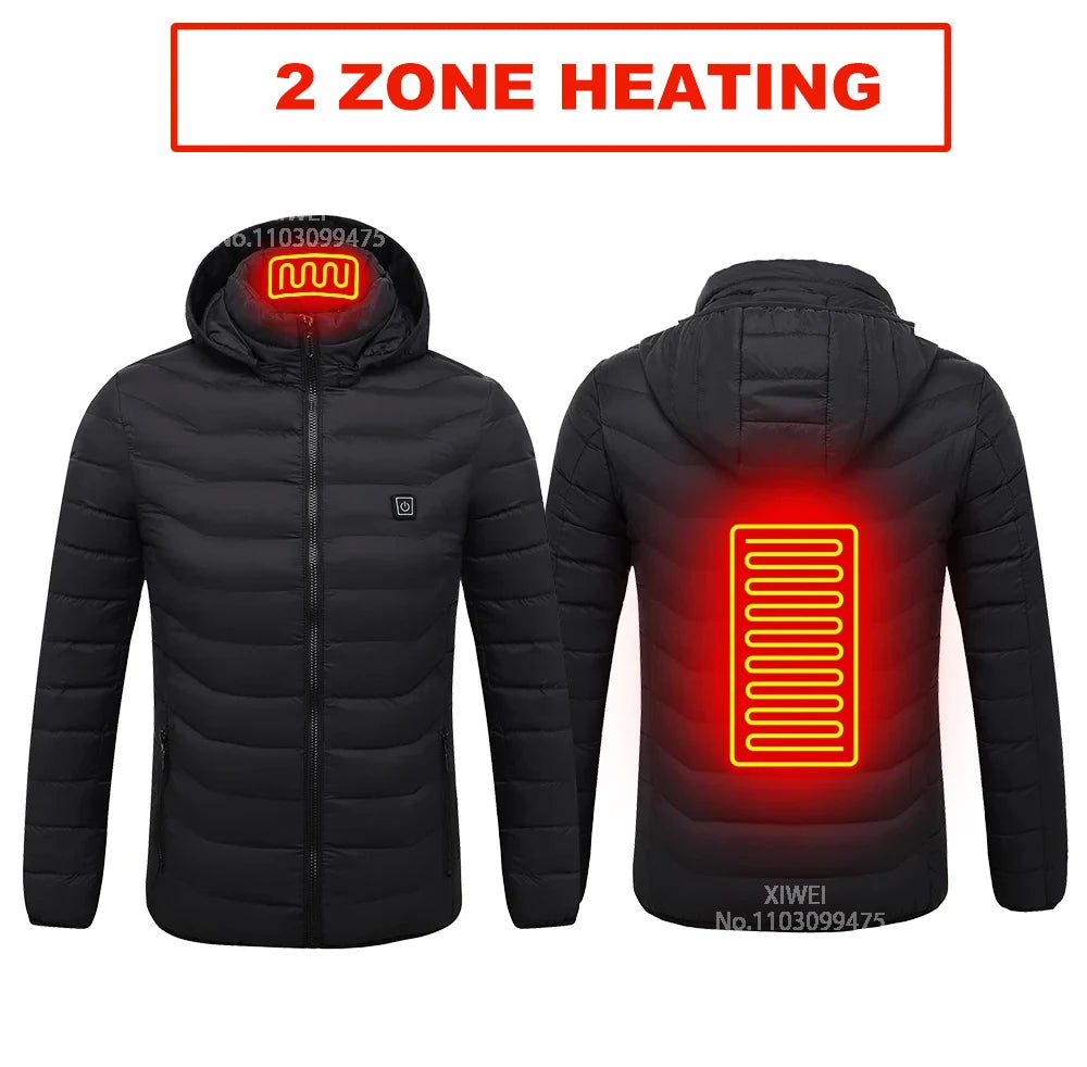 21 Areas Heated Jacket For Men Women USB Electric Heated Down Jacket Thermal Self Heating Jacket Hiking Camping Ski Winter Coat