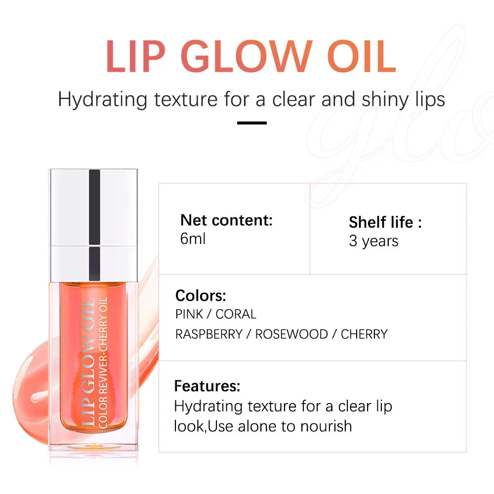 Crystal Jelly Moisturizing Lip Oil Plumping Lip Gloss Makeup Sexy Plump Lip Glow Oil Tinted Lip Plumper 6ml 1 Piece