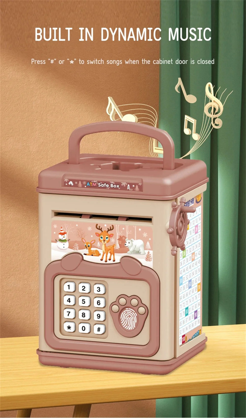 Secure Your Money With This Fun Music Cartoon Fingerprint Password Box - Perfect For Kids!