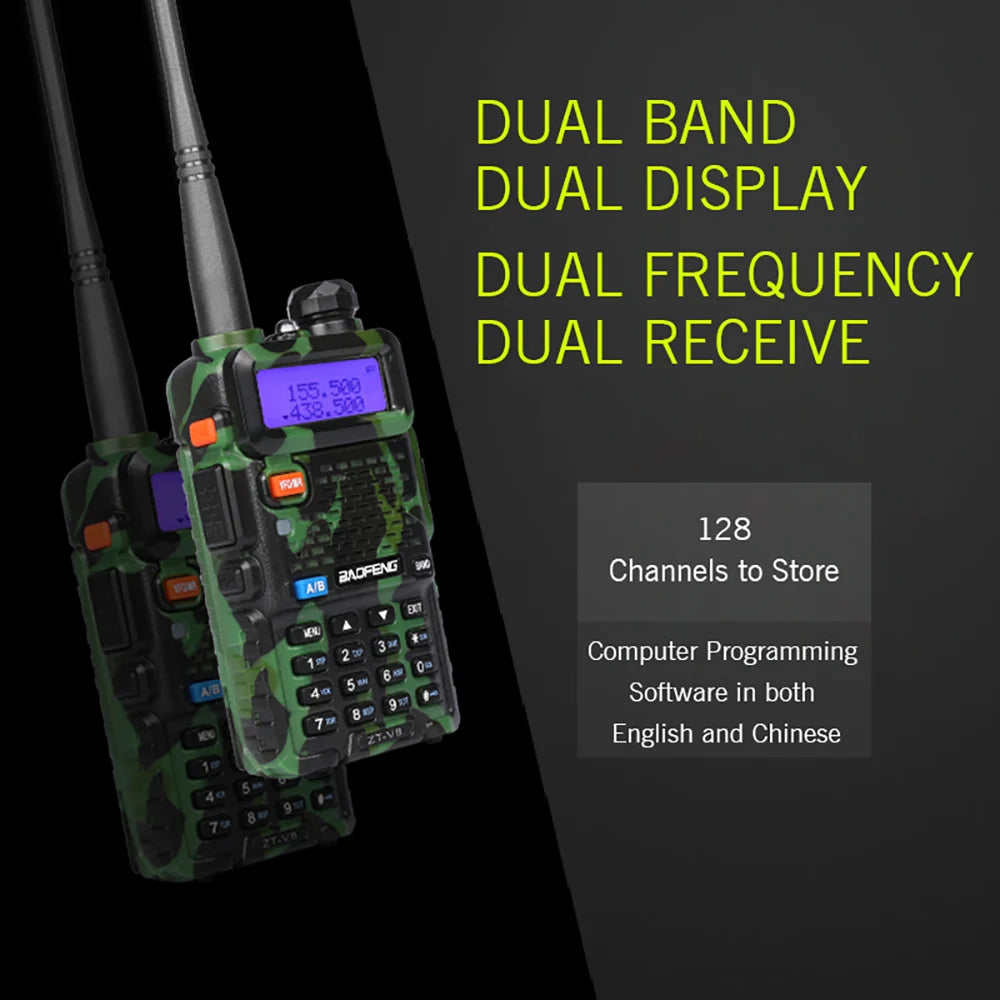 BaoFeng UV 5R Walkie-Talkie Dualband Long Range Two Way Radio For Hunting Portable FM cb Radio Stations Transceiver Wireless Set