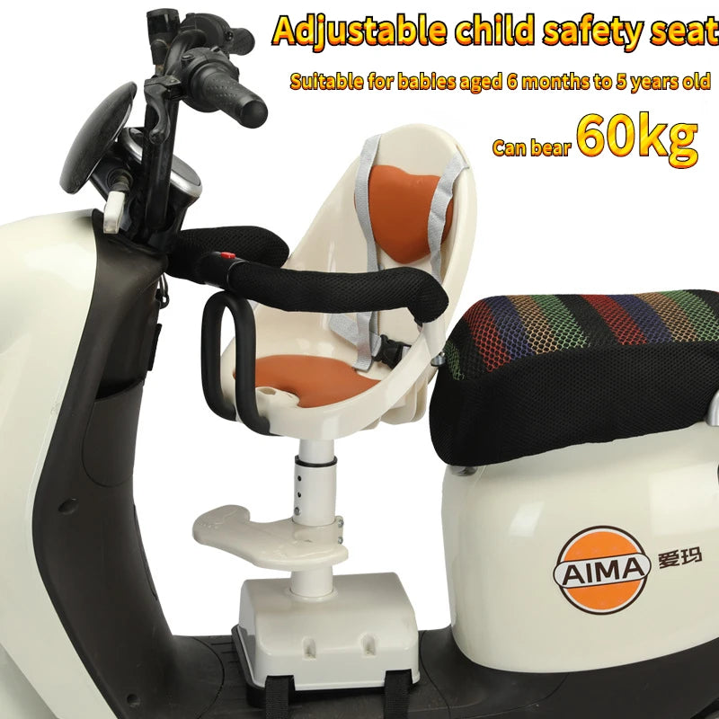 Motorcycle Front Child Seat Electric Vehicle Adjustable Safety Seat with Shock Absorption for Child Aged 9 Months To 4 Years Old