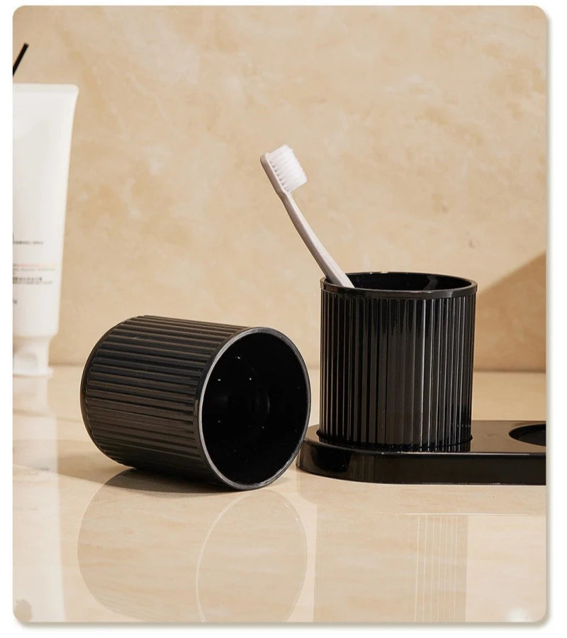 Washing Cup Toothbrush Holder Portable Couple Washing Mouth Cups, Plastic Toothbrush Cup with Tray Base, Bathroom Accessories