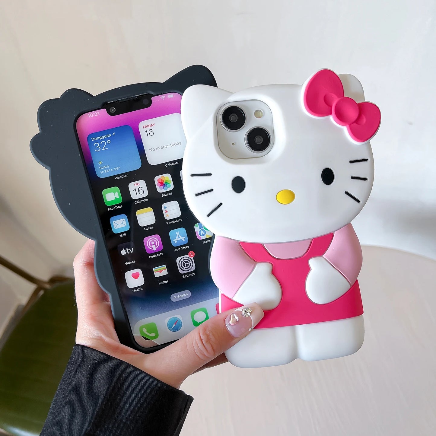 For iPhone 15 14 Plus 13 Pro Max 12 Mini 11 X XS Max XR 7 8 SE Color Bowknot Hello Kitty Cartoon Silicon Back Soft Phone Case