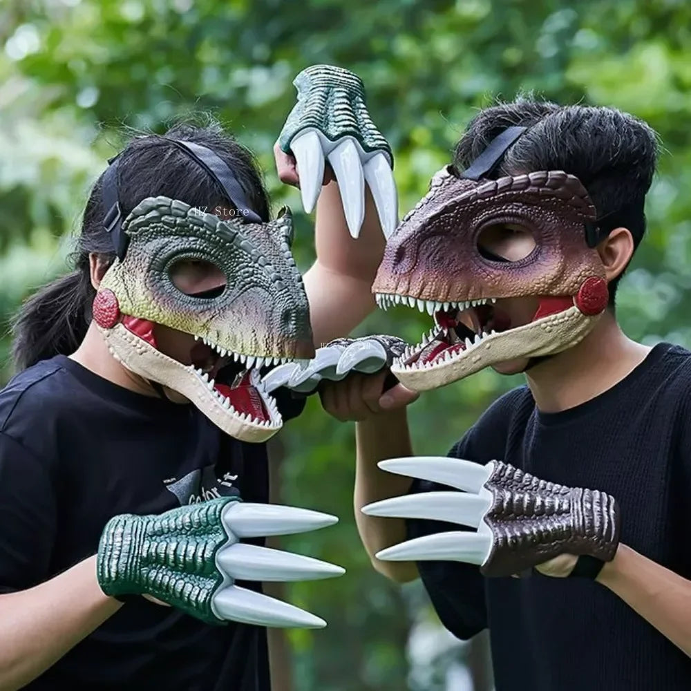 Jurassic World Toy Hard Plastic Dinosaur Mask with Opening Jaws & Sound Effect Velociraptor Mask DIY Dino Toys for Kids Gift