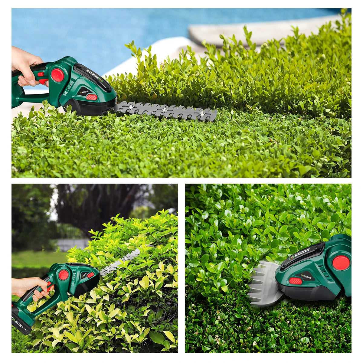 HECUS 2 IN 1 Cordless Electric Hedge Trimmer 20000rpm Handheld Household Lawn Mower Garden Power Tool For Makita 18V Battery