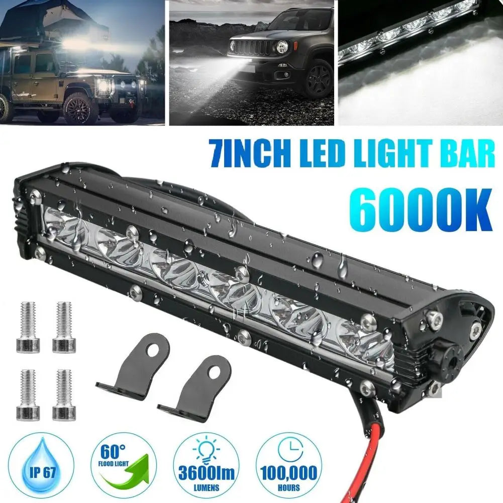 7Inch Spotlight Led Work Light Bar Lamp 18W 3600LM 6000K Driving Fog Light for Off Road Vehicle 4WD Car Truck Black