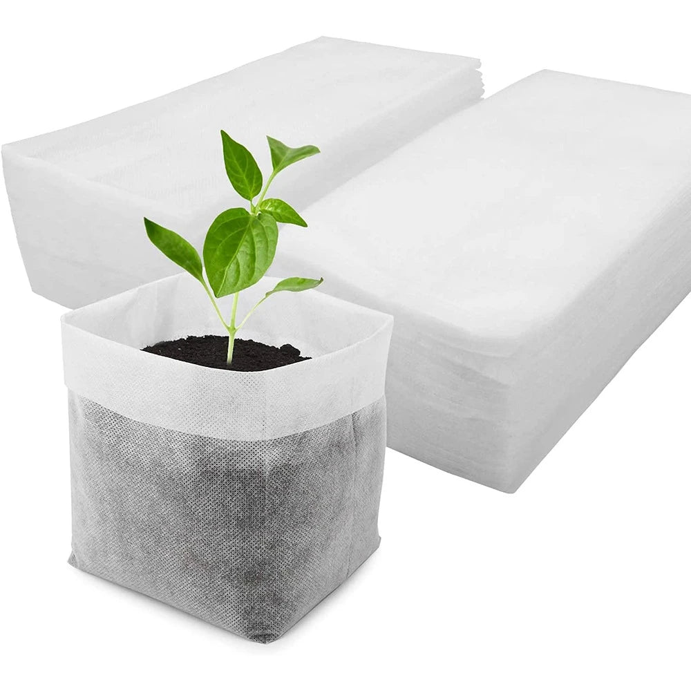 100Pcs Biodegradable Nursery Bag Plant Grow Bags Non-Woven Fabric Seeds To Sow Flower Pots For Home Garden Accessories Tools ﻿