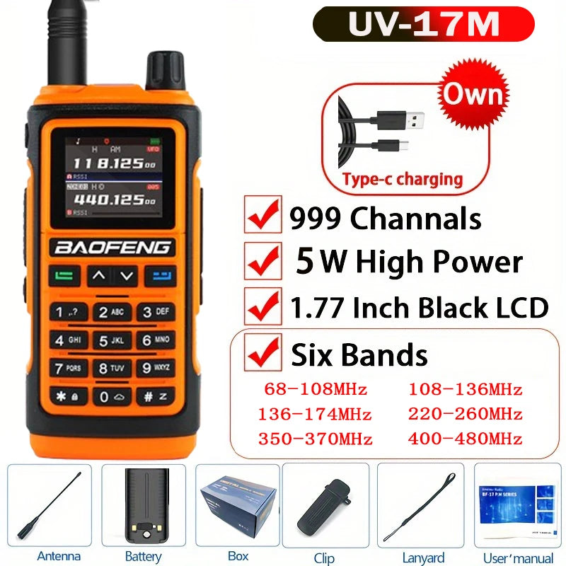 BaoFeng UV-17M Walkie Talkies Six Bands Wireless Copy Frequency Poweful Two Way Radio Long Range Ham Radio UHF VHF For HunTing