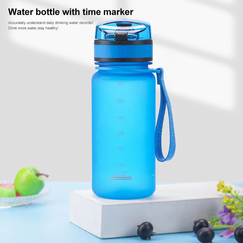 350ML Sport Water Bottle With Time Marker Girl Kids Portable Leakproof Eco-friendly No Smell Tritan Plastic Drinkware BPA Free