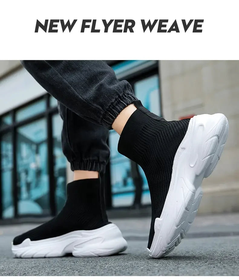 Sneakers for Men Fashion High Top Sock Shoes Autumn New Breathable Casual Shoes Outdoor Platform Anti Slip Walking Shoes 2023