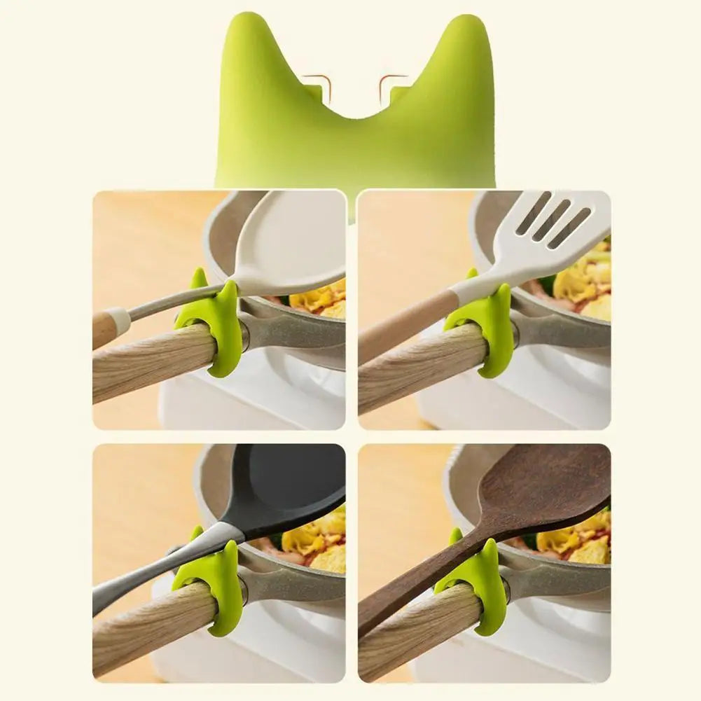 1PC Pot Side Clips Anti-slide Spoon Holder Clip Convenient Kitchen Gadgets Rubber Pan Inserts Kitchen Tool