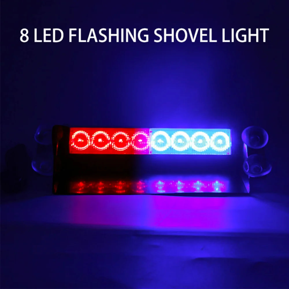 Car LED Police Lights Strobe Light 12V Emergency Signal Lamps Warning Light Auto Truck Flashing Windshield Flash Lighting 8 Leds