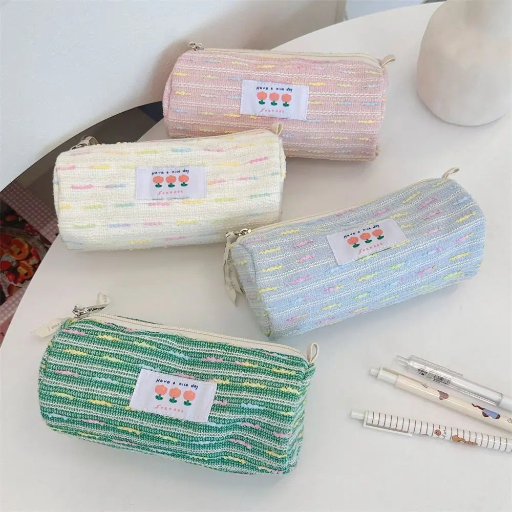 Gift Embroidered Pencil Case Large Capacity Stationary Case Stationary Storage Pouch Cosmetic Bag