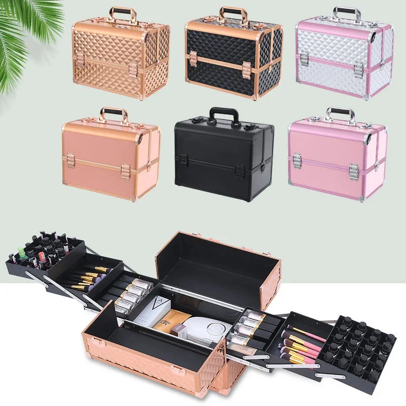 New Beauty Makeup Box Artist Professional Cosmetic Cases Make Up Tattoo Nail Multilayer Toolbox Storage Organizer Suitcase Bag