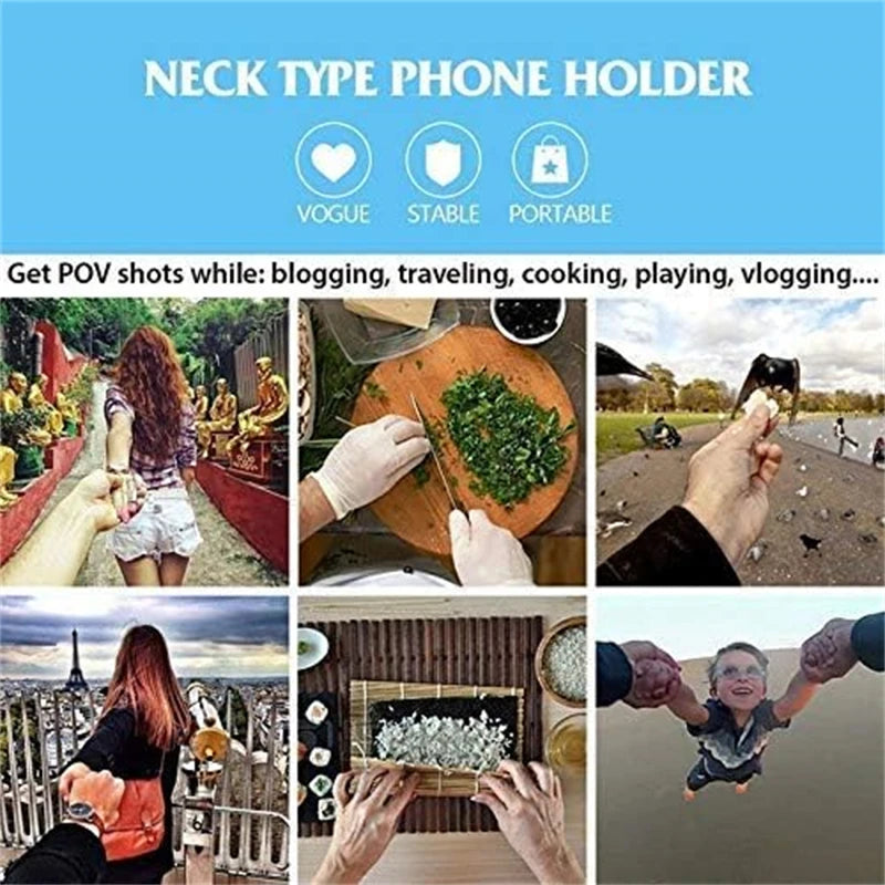 Hands Free Wearable Neck Holder Lazy Phone Stand Universal Hanging Mount for IPhone 15ProMax Samsung GoPro Dock Station Bracket