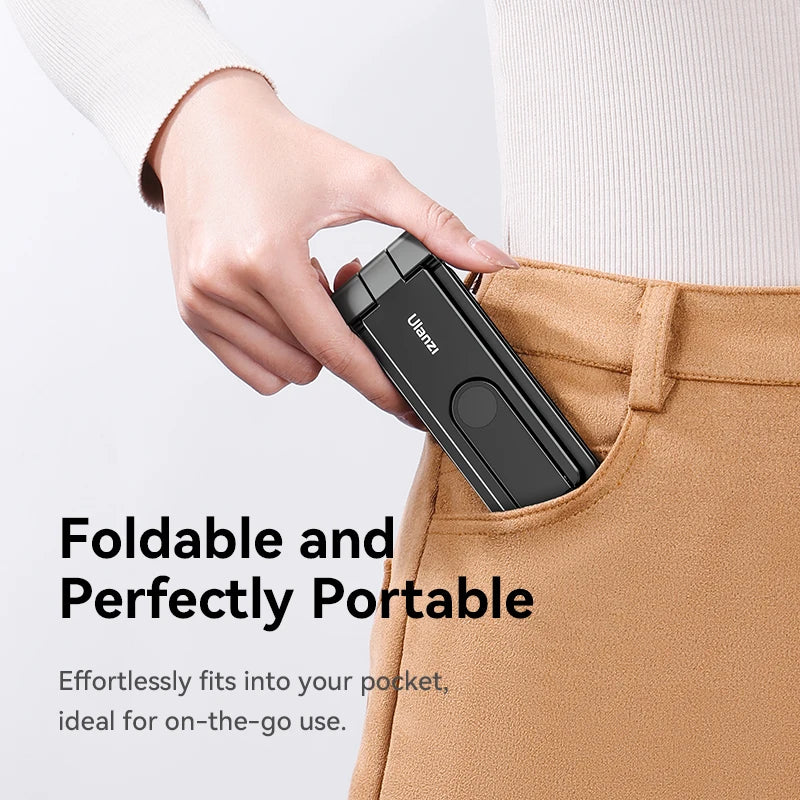 ULANZI MA26 Foldable Phone Tripod -Pocket Cell Phone Vlog Video Tripod Aluminium Desk Stand 2 Cold Shoe Selfie Stick for iPhone