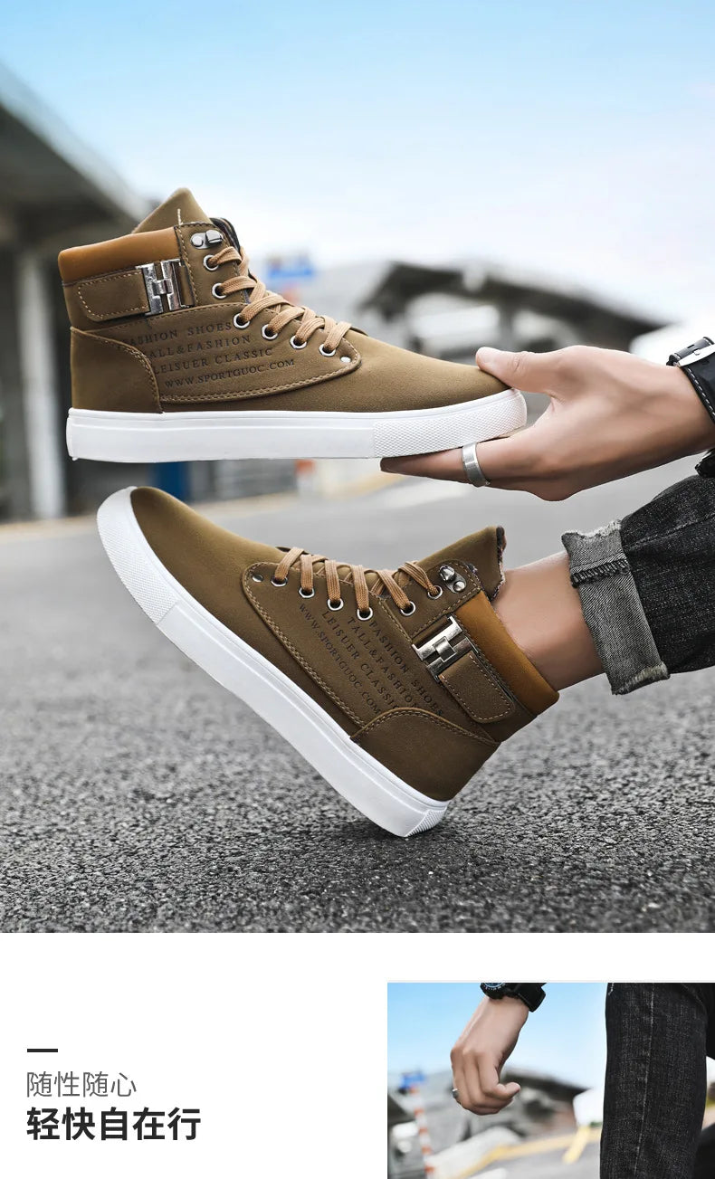 2024 Fashion Men Casual Shoes High Top Canvas Shoes Sneakers Man Lace-Up Breathable Trainers Men Baskets Basic Flats Shoes