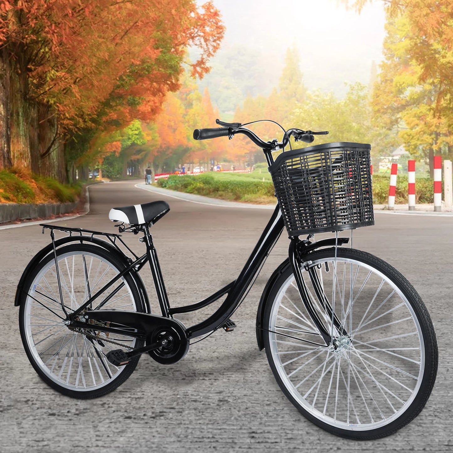 Commuting Bike26" Men's And Women's Adult Lightweight Commuter Vintage Single Speed Bike Wheelie Bike