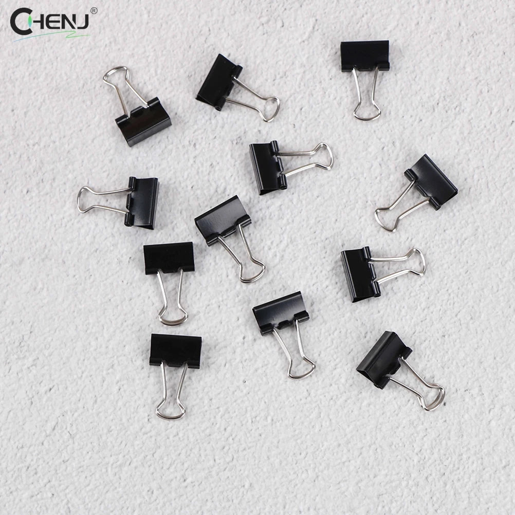 12pcs 15mm Black Metal Binder Clips File Paper Clip Photo Stationary Office Supplies School Briefpapier Document