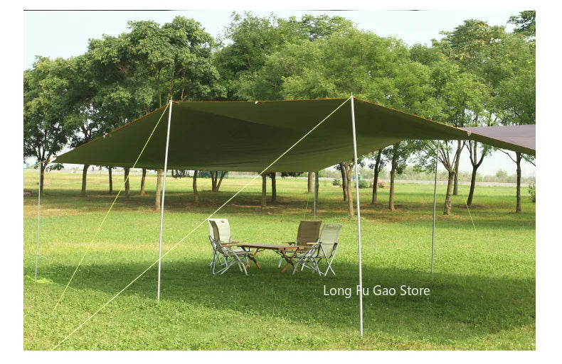 Without Poles 6*8m Large Canopy Waterproof Oxford Silver Coated Outdoor Camping Awning Sunshelter Tarp More Hanging Points new