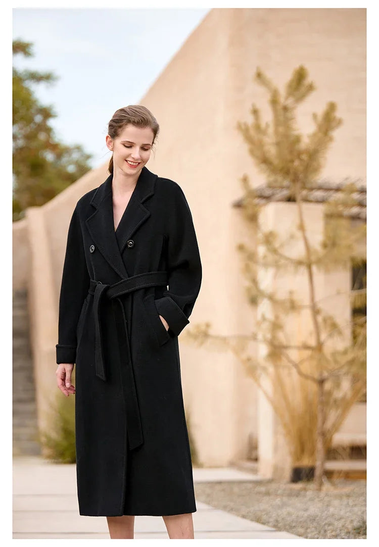 Women's Coat Double-sided 10% Cashmere 90% Wool Women's Long Coat Jacket, 2024 Winter New Long Cashmere Coat Women