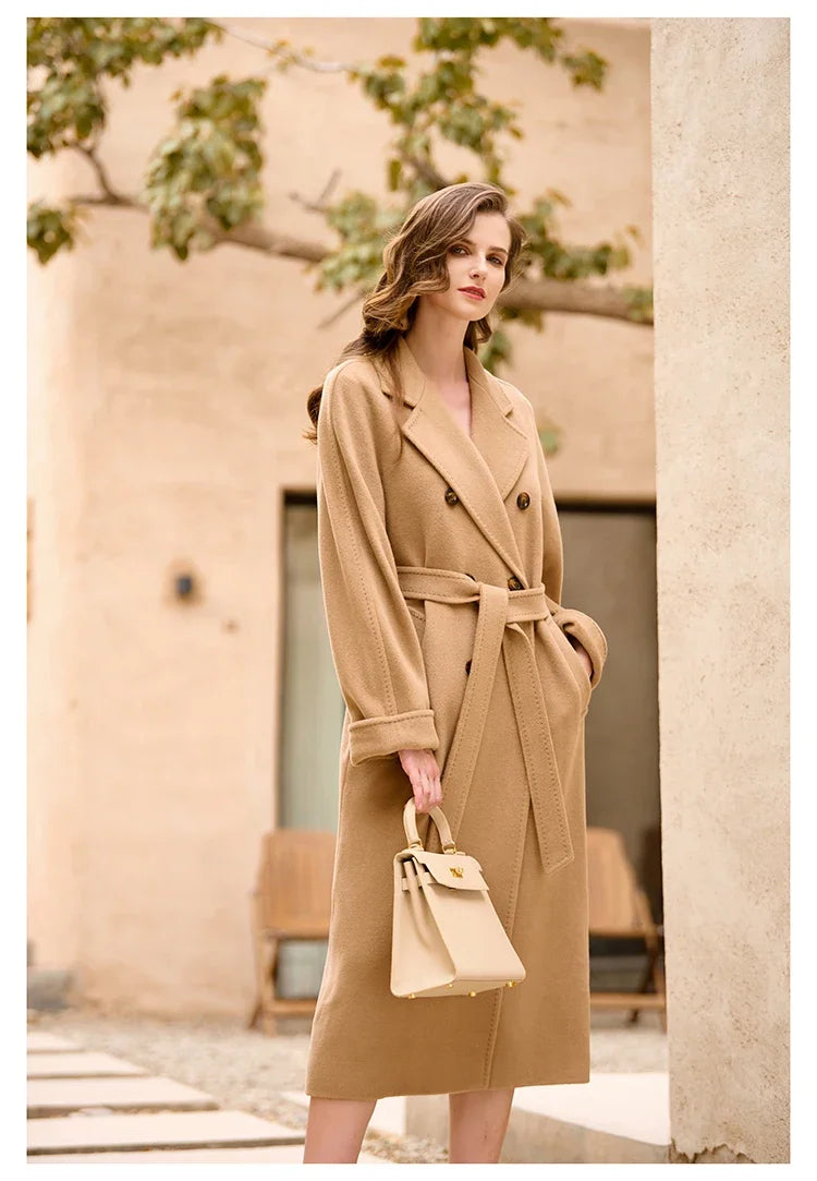 Women's Coat Double-sided 10% Cashmere 90% Wool Women's Long Coat Jacket, 2024 Winter New Long Cashmere Coat Women