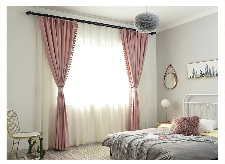 Pink Blackout Curtains for Living Room Cotton Linen Modern Curtains for Girls Bedroom Shading Window Drapes Custom Home Decor