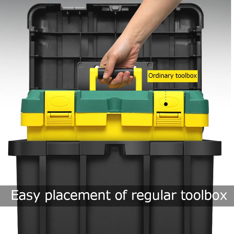 Portable Empty Tool Box Double Layers Toolbox Organizer Portable Car Repair Storage Case Electrician Drill Plastic Hard Case