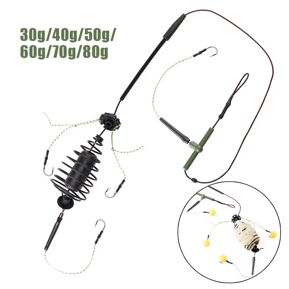 Eco-Friendlys Carp Fishing Gear 50cm High-Carbon Steel Bait Cage Feeder Set With Line Hook & Sinker 30-80g Weights Fishing Part