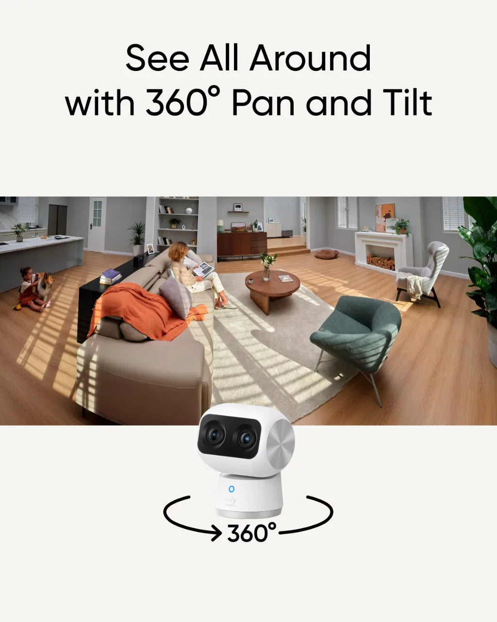 eufy Security Indoor Cam S350 Dual Cameras 4K 8MP Resolution Security Camera 8× Zoom 360° PTZ Human/Pet AI Wifi Surveillance Cam