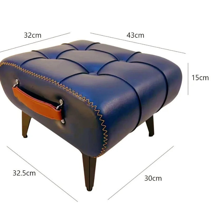 Shoe changing stool, home entrance living room soft bag, minimalist sofa footrest, light luxury leather art, low stool, stool