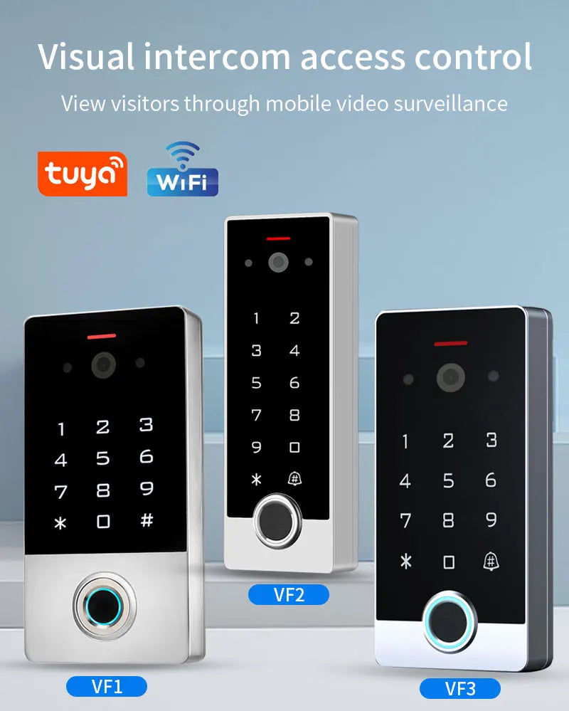 Tuya WiFi Video Intercom Doorbell to Phone Camera Home Security Door Phone Fingerprint Access Control System Pin/APP/Card Unlock