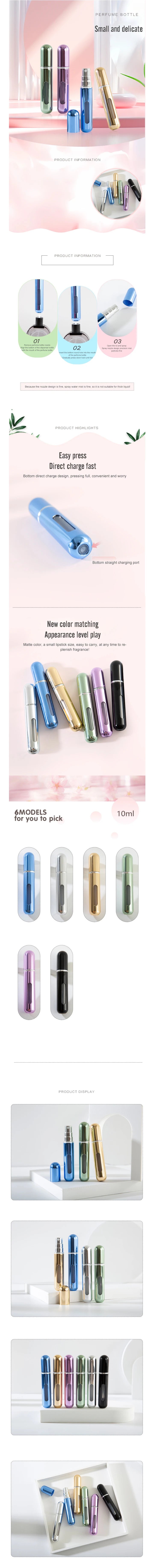 5ml 10ml  Bottom-Filling Pump Perfume Bottle Portable Travel Refillable Spray Bottle Mini Empty Cosmetic Containers