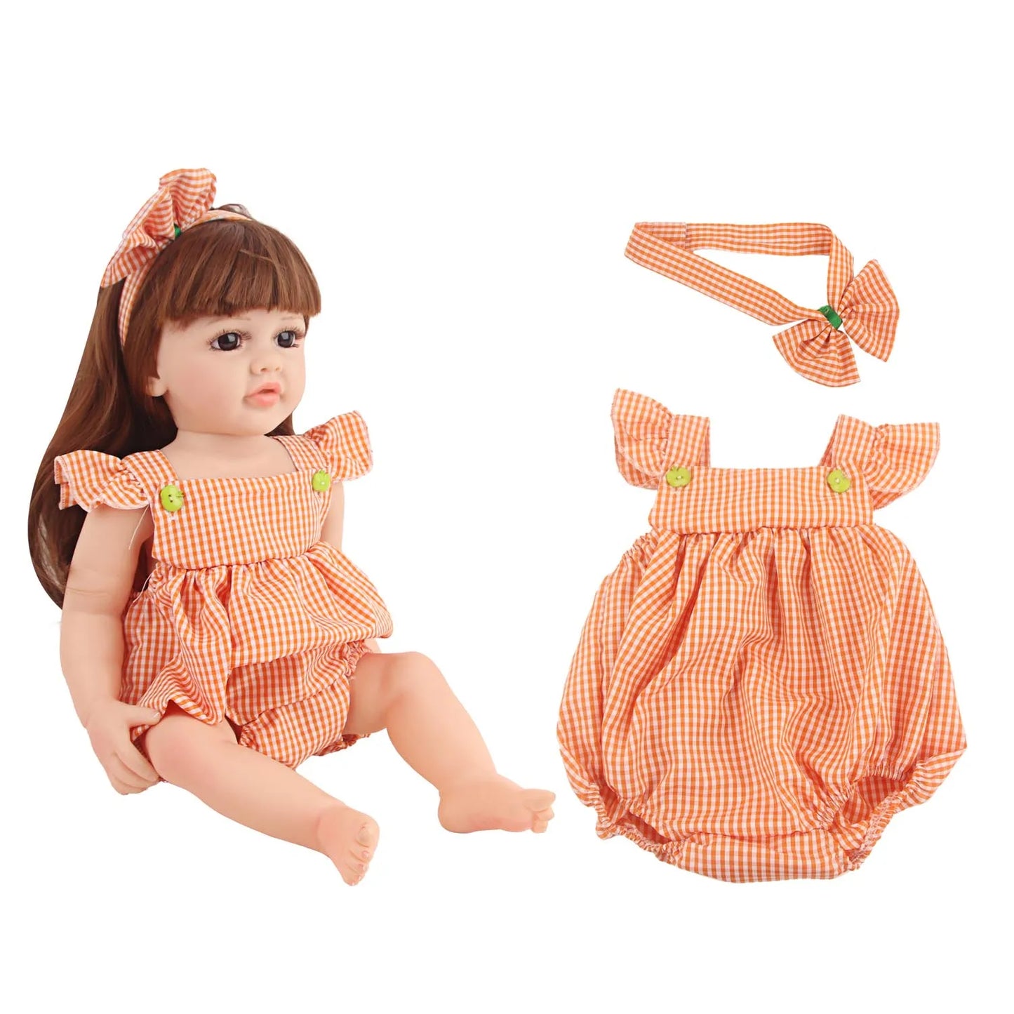 55CM 22 Inches Baby Reborn Girl Doll Full Body Soft Silicone Cute Newborn Dolls With Shoes,Clothes Girl's Best Gift Festival Toy