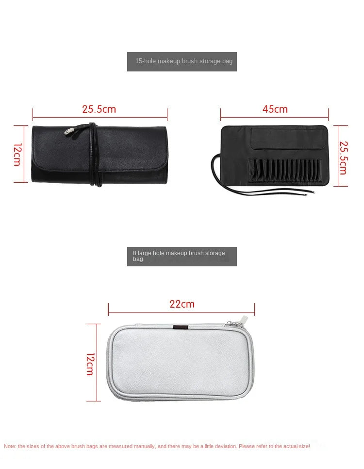 12/18Hole Make-Up Brushe Bag Functional Cosmetics Case Travel Organizer Make Up Brushes Protector Makeup Tools Rolling Pouch