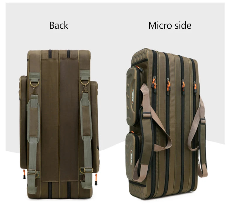 Multifunctional Hard Spinning Fishing Rod Bag 2/3/4 Layers 80CM-130CM Fishing Tackle Bags 1680D Oxford Reel Gear Storage Case