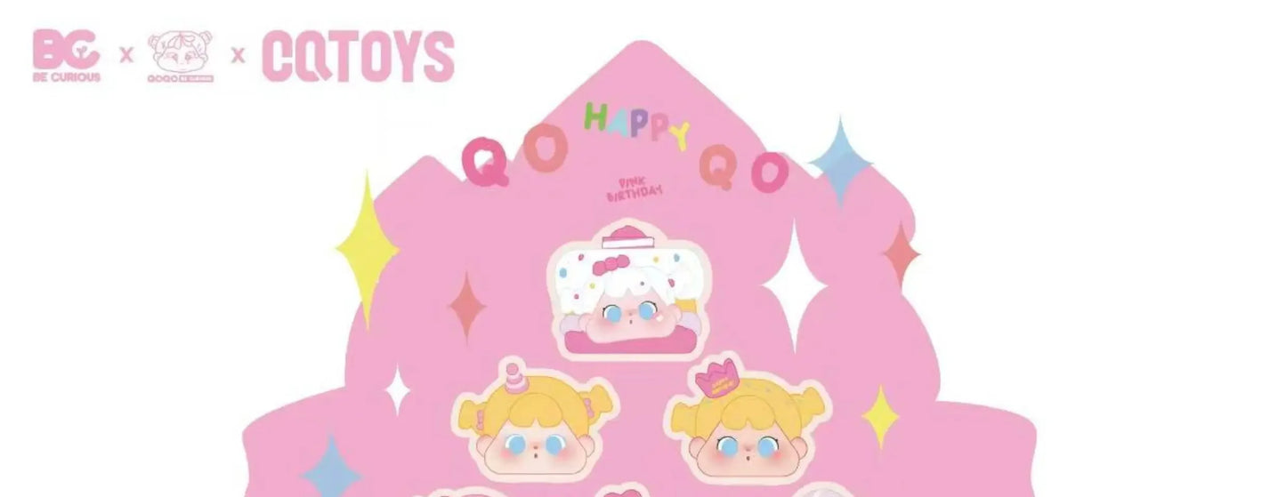 Original QOQO MINIFACE Pink Birthday Series Blind Box Toys Mystery Box Kawaii Anime Figure Desktop Model Surprise Girls Gift